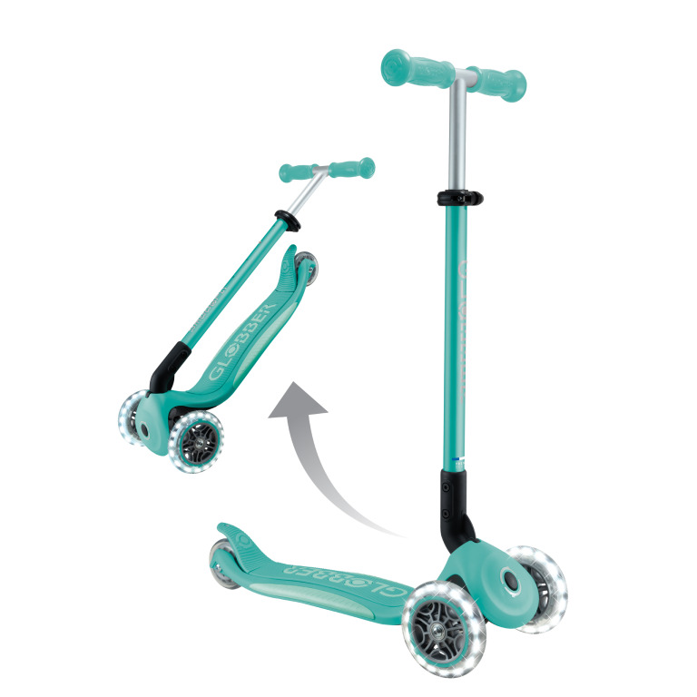 Globber Elite Lights 可摺疊炫光滑板車 薄荷綠 - Image 9
